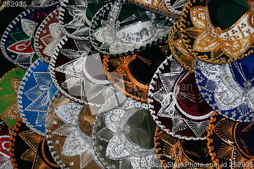 Image of Charro hats at a Mexican market