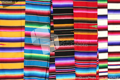 Image of Colorful blankets at a Mexican market