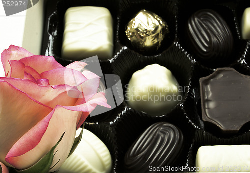 Image of rose and chocolates