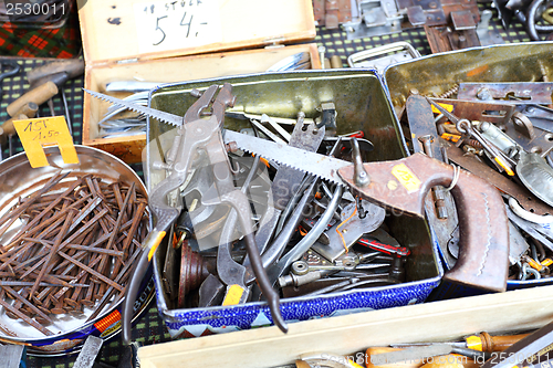 Image of Old tools. Flea Market.