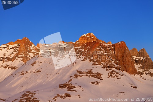 Image of Sunrise at snowy mountains