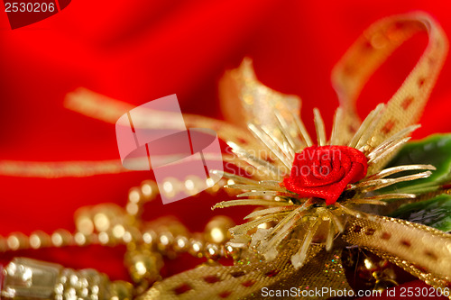 Image of Red and gold. Holiday decorations