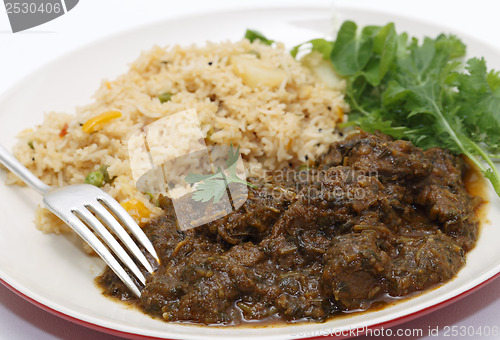 Image of Methi lamb meal closeup