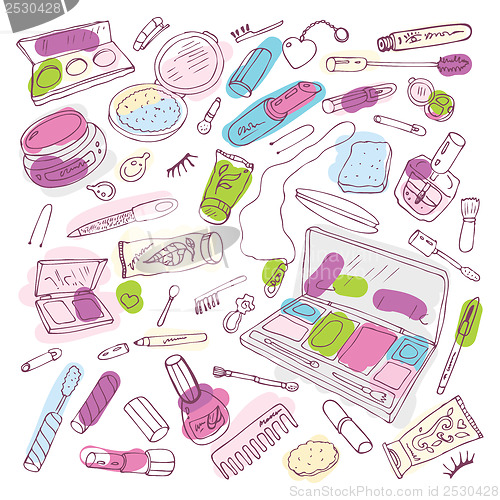 Image of Cosmetics.  Makeup set.