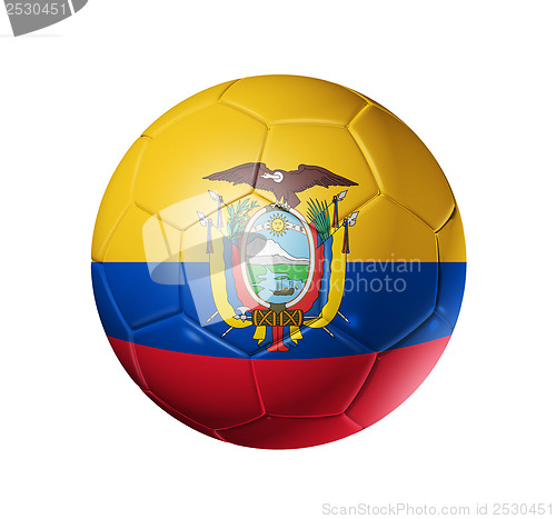 Image of Soccer football ball with Ecuador flag