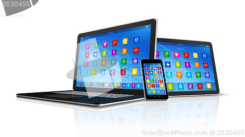 Image of Smartphone, Digital Tablet Computer and Laptop