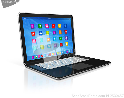 Image of Laptop Computer - apps icons interface
