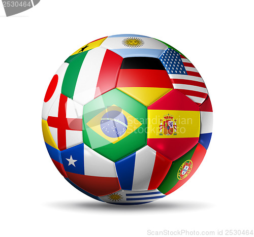 Image of Brazil 2014,football soccer ball with world teams flags