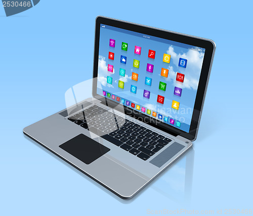 Image of Laptop Computer - apps icons interface