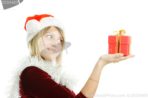 Image of Beautiful girl with a gift