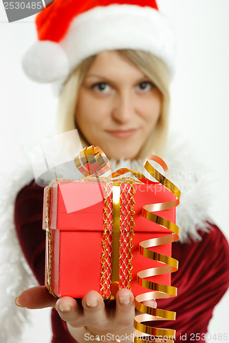 Image of Beautiful girl with a gift