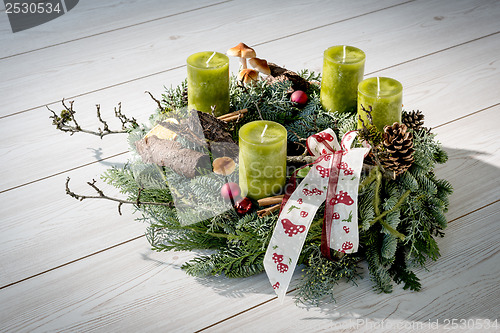 Image of Advent wreath with green candles