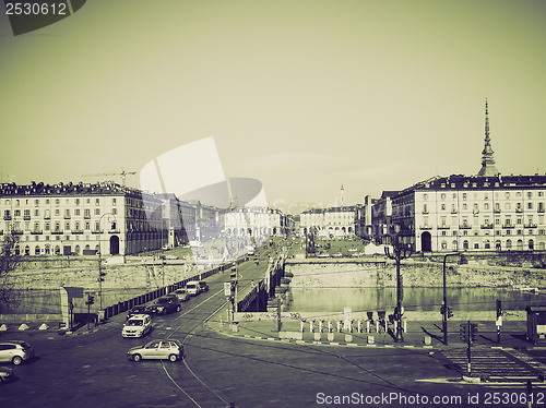 Image of Vintage sepia Piazza Vittorio, Turin