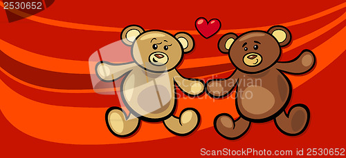 Image of teddy bears in love valentine card