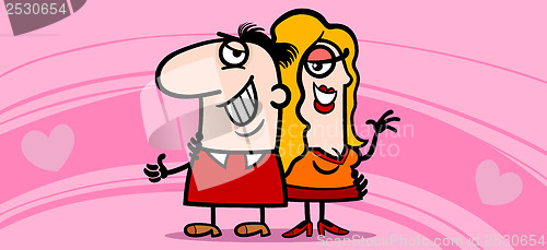 Image of couple in love valentine card cartoon