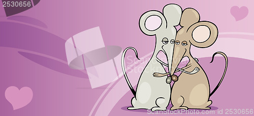 Image of mice in love valentine card cartoon