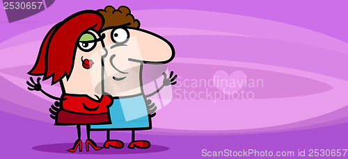 Image of couple in love valentine card cartoon