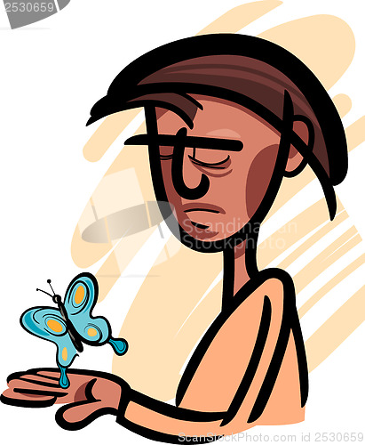 Image of man with butterfly illustration