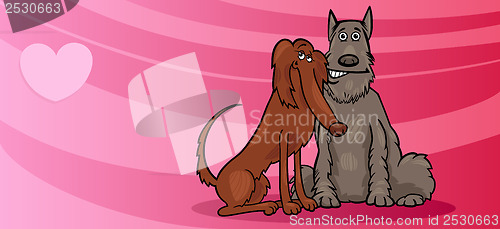 Image of dogs couple in love valentine card