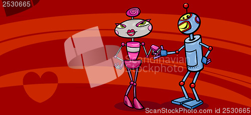 Image of robots couple in love valentine card