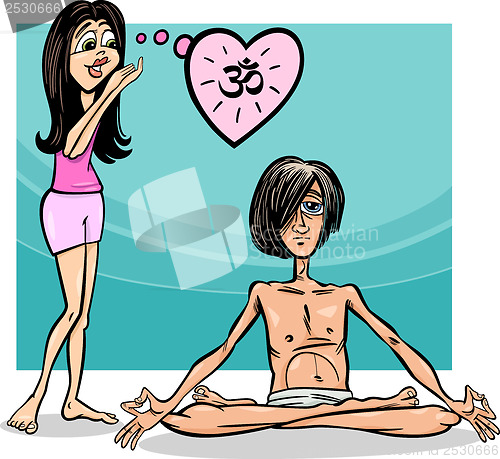 Image of girl in love with yoga adept