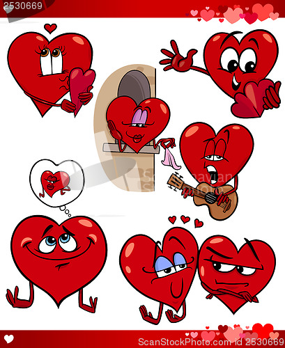 Image of valentine cartoon illustration love set