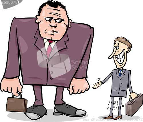 Image of businessmen big and thin cartoon