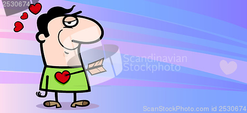 Image of man in love valentine card cartoon