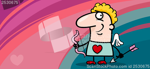Image of valentine card cartoon with cupid