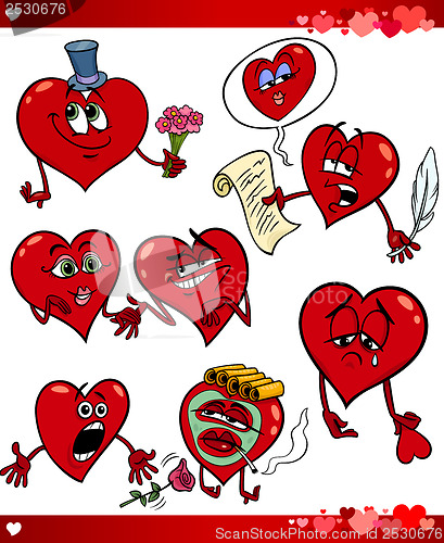 Image of valentine cartoon illustration love set