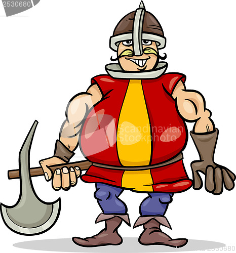 Image of knight with axe cartoon illustration