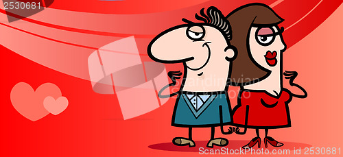 Image of couple in love valentine card cartoon