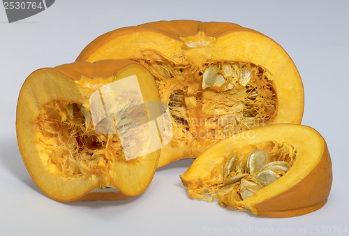 Image of opened orange pumpkin