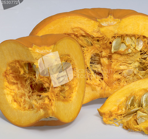 Image of opened orange pumpkin