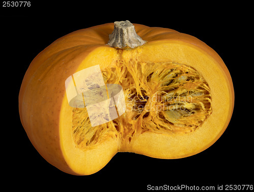 Image of opened orange pumpkin