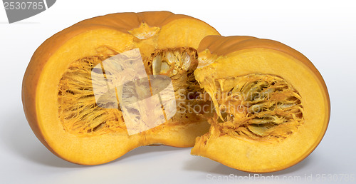 Image of opened orange pumpkin