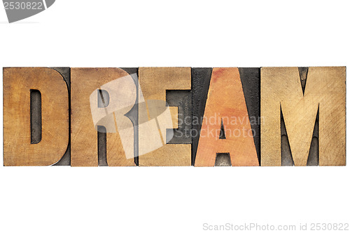 Image of dream word in wood type