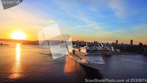 Image of Luxury cruise liner arriving at Sydney Circular Quay Australia