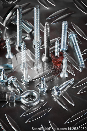 Image of Varied screws and bolts, close up