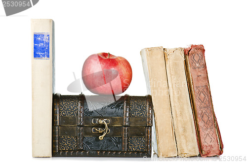 Image of pile of old books, isolated on white 