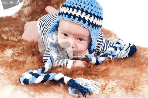 Image of Newborn baby in funny hat