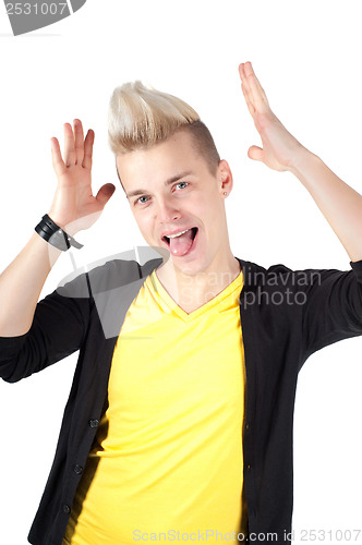 Image of Portrait of handsome man with hands