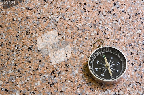 Image of Compass on rocky surface

