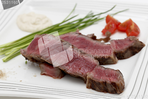 Image of Wagyu steak dinner closeup