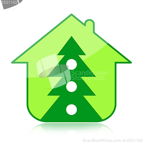 Image of Christmas tree and house