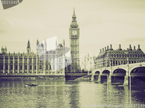 Image of Vintage sepia Houses of Parliament, London