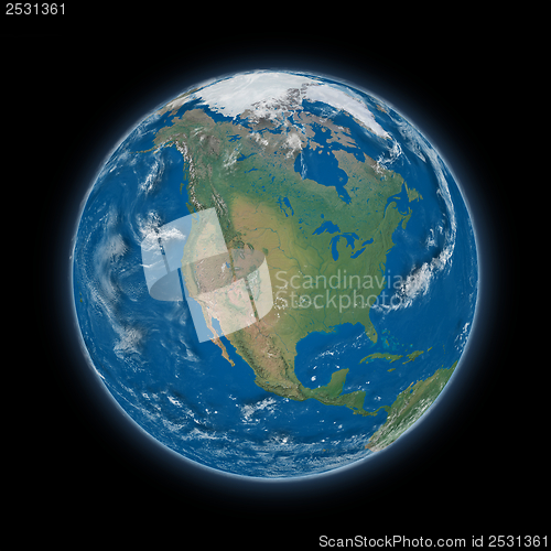Image of North America on planet Earth