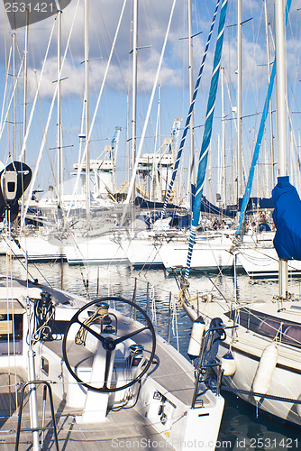 Image of yachts and boats in old port in Palermo