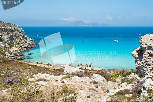 Image of beach of favignana. aegadian island