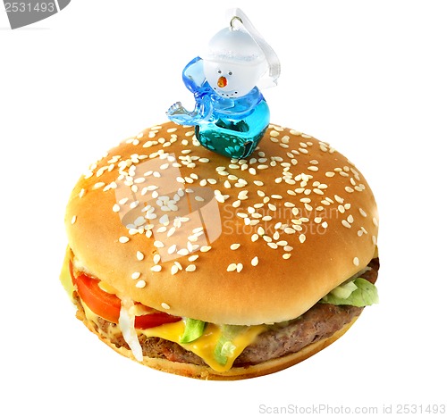 Image of Hamburger with snowman